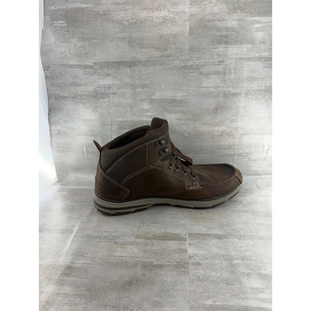 Skechers Men Classic Fit 65169 Chocolate Brown Leather Moc Toe Boots Size 11